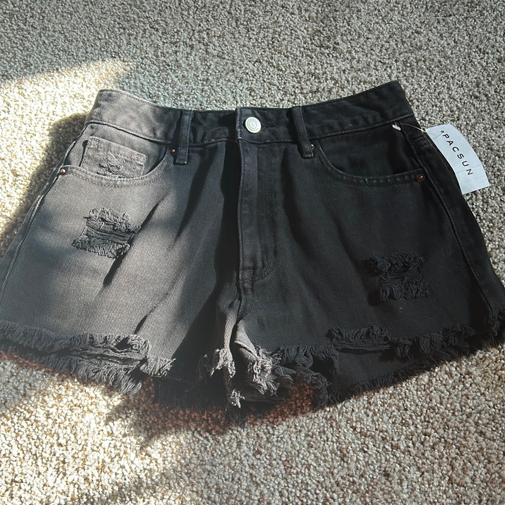Black jean shorts so cute never worn. Great material. Highrise
